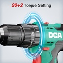 DCA 20V 13mm Cordless Brushless Hammer Drill Kit With 2.0Ah*1 & Charger