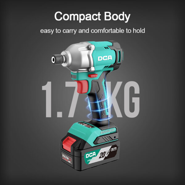 DCA 20V Cordless Brushless Impact Driver Kit With 2.0Ah*1 & Charger