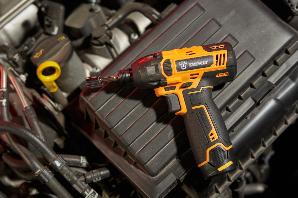 DEKO TOOLS 12V LITHIUM CORDLESS IMPACT DRIVER, Rated Voltage: 12V Max Torque: 100 N.m No-load speed: 0-2600rpm.