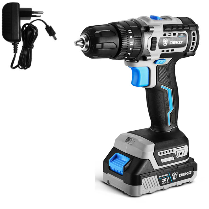 20V Cordless Brushless Impact Drill With 1pc 2.0Ah Battery & 1pc Charger - Box DEKOPRO Tools