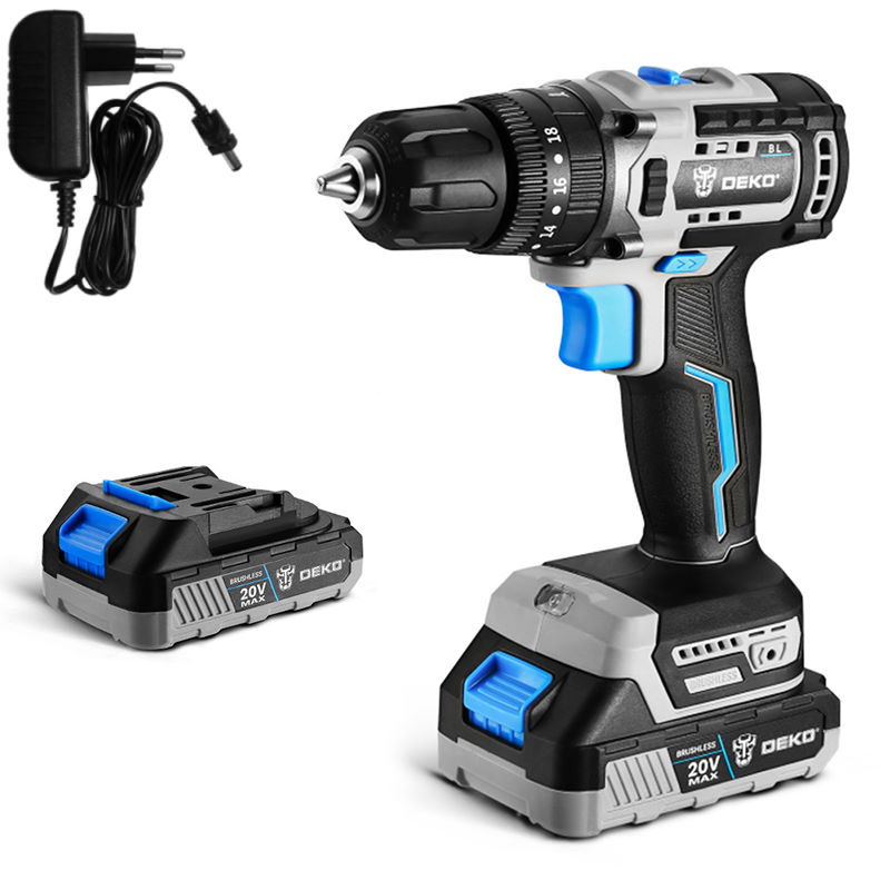 20V Cordless Brushless Impact Drill With 2pc 2.0Ah Battery & 1pc Charger - Box DEKOPRO Tools