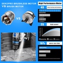 DEKOPRO 20V  BRUSHLESS IMPACT DRILL, Impact Rate: 32000bpm Max Torque: 62N.m Torque Settings: 21+3.