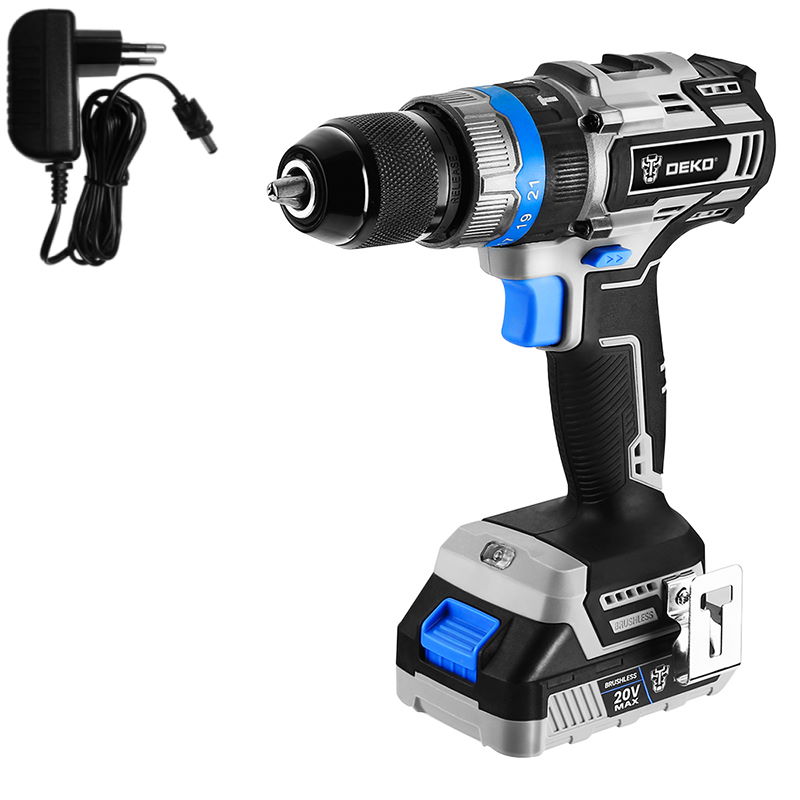 20V 13mm Cordless Brushless Impact Drill With 1pc 2.0Ah Battery & 1pc Charger - Box DEKOPRO Tools
