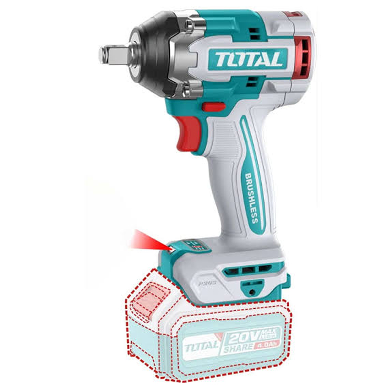 TOTAL TIWLI20501 Brushless Cordless Impact Wrench – 20V, 500Nm | Tool Only
