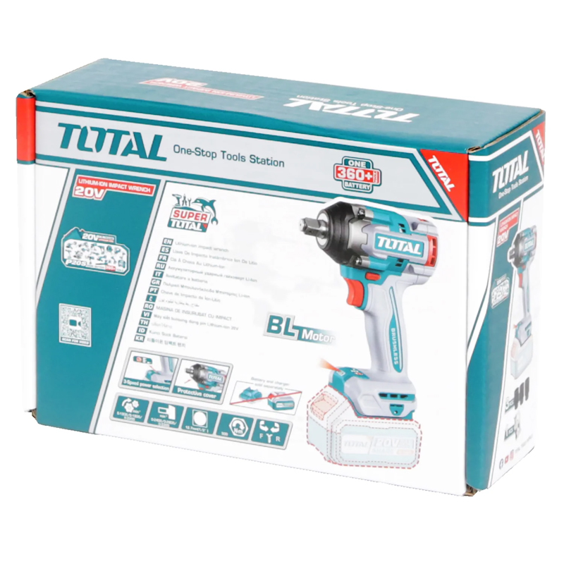 TOTAL TIWLI20501 Brushless Cordless Impact Wrench – 20V, 500Nm | Tool Only