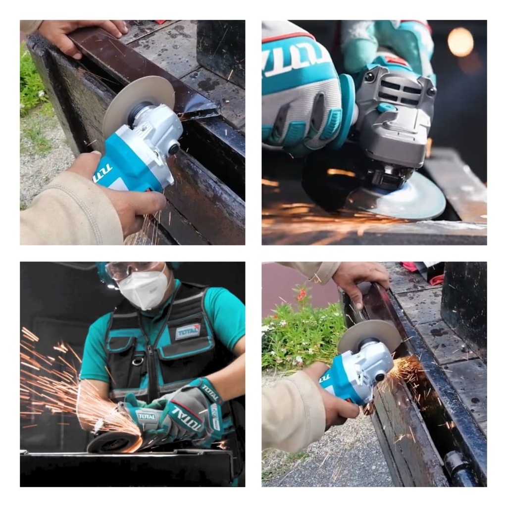 TOTAL TAGLI261521 Industrial Brushless Cordless Angle Grinder Kit – 20V, 115mm, 900W