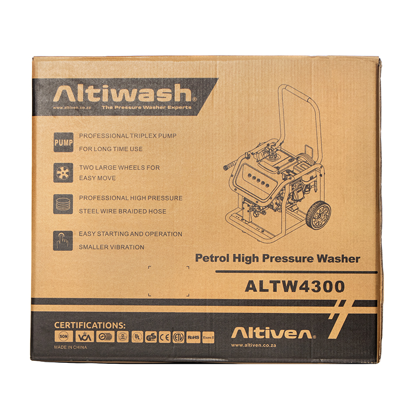 ALTIWASH® Industrial 4 Stroke Petrol Pressure Washer - Black Edition (4300PSI)