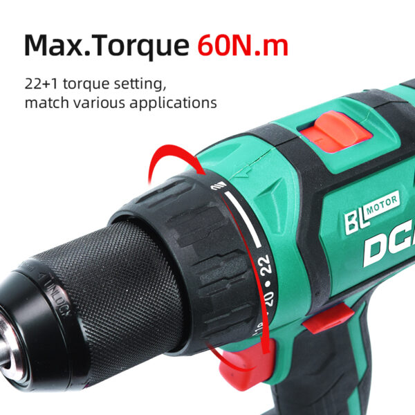 DCA 20V 13mm Cordless Brushless Driver Drill 50nm Kit With 2.0Ah*2 & Charger