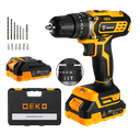 DEKO 20V Cordless Impact Drill With
2pc 2.0Ah Lithium-Ion Battery & 1pc Charger in DEKO Tools case