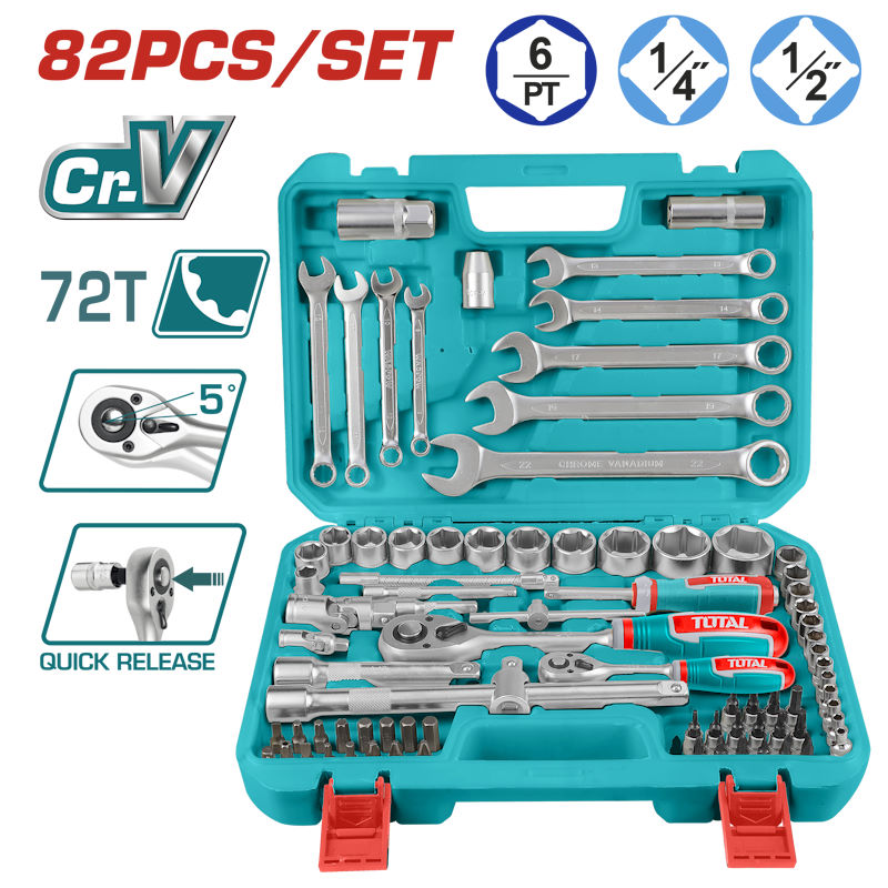 Socket Set 82 Pcs 1/4"&1/2" Socket set
TOTAL TOOLS