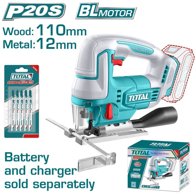 TOTAL TJSLI1008 Industrial 20V Brushless Cordless Jig Saw – Tool Only