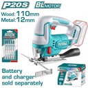 TOTAL TJSLI1008 Industrial 20V Brushless Cordless Jig Saw – Tool Only