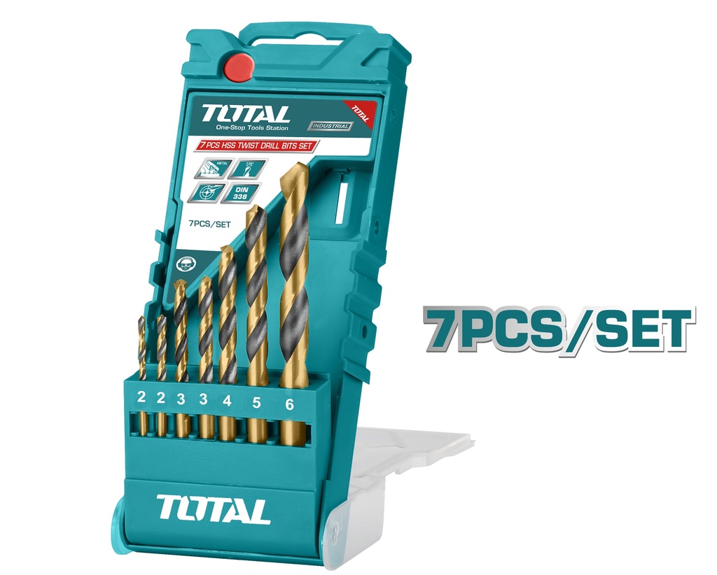 HSS Twist Drill Bits Set 7Pcs, TOTAL TOOLS