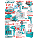 TOTAL TCKLI20595 5-Piece Industrial Brushless Cordless Combo Kit – 20V