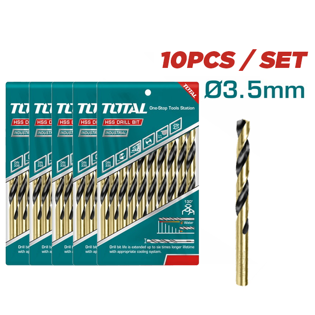 10 Pcs HSS Drill Bit 3.5mm, 5 Bags 