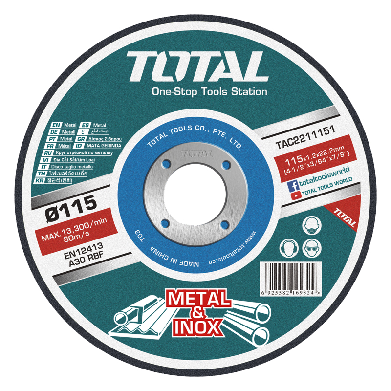 Abrasive Cutting Discs 115mm x 1.2mm TOTAL TOOLS