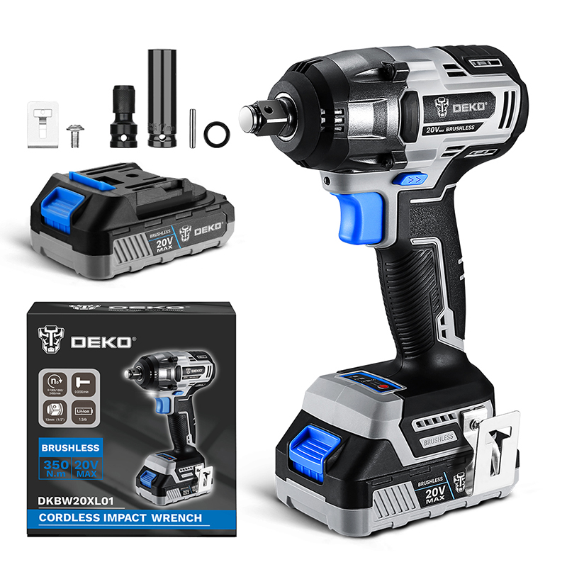 DKBW20XL01-HS2 - Brushless Impact Wrench 350Nm 2 x2.0Ah battery and Charger