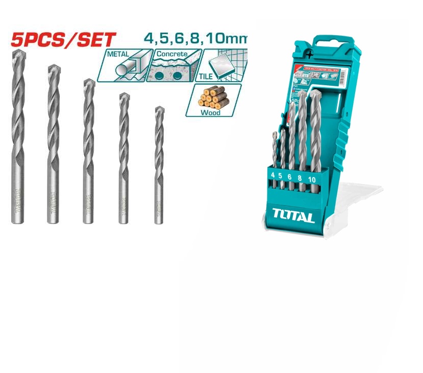 5Pcs Multi-Function Drill Bits Set, TOTAL TOOLS