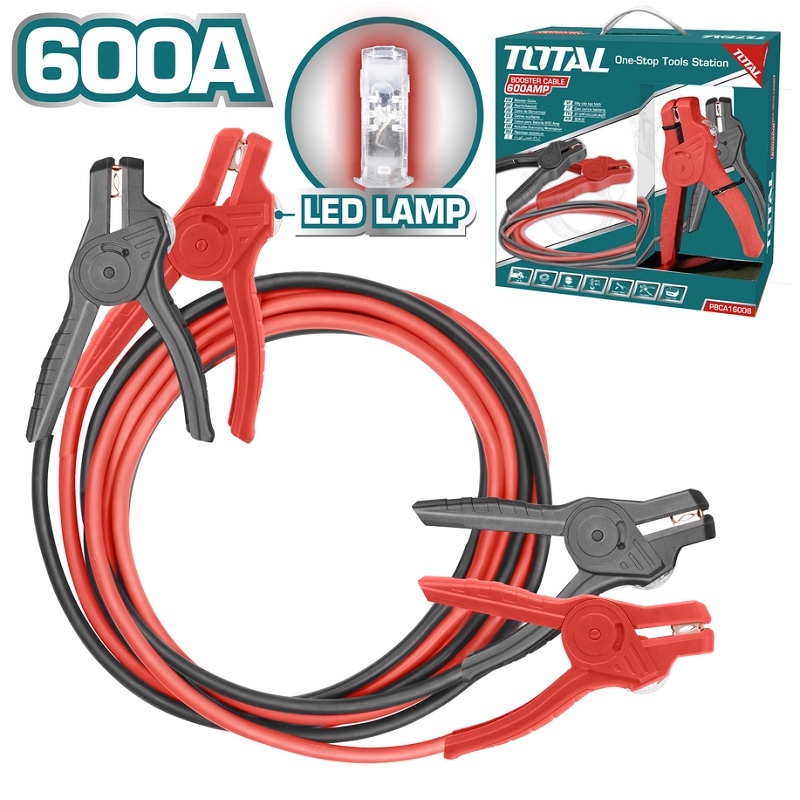 Booster Cable 600A With Lamp, TOTAL TOOLS