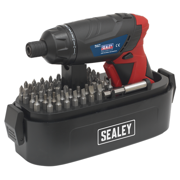 Cordless Screwdriver Set 53pc 3.6V Lithium-ion, SEALEY UK