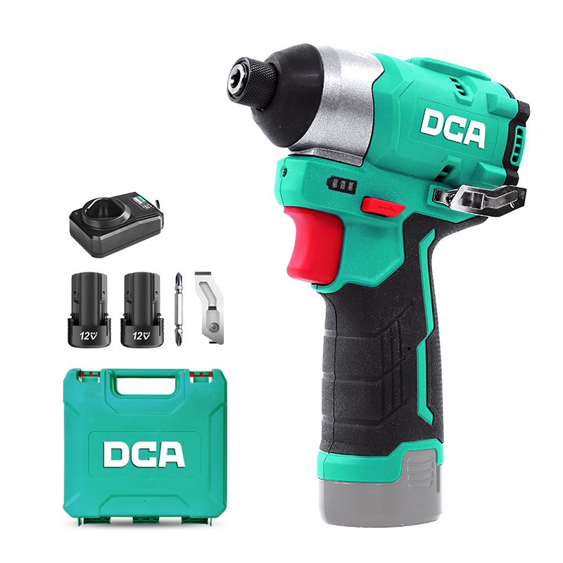 DCA Tools 12V Cordless Brushless Impact Driver Kit With 2.0Ah*2 & Charger