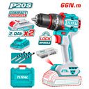 TOTAL TDLI20668 Compact Brushless Cordless Drill Set – 20V, 66Nm