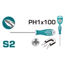 Screwdriver 100mm Phillips Magnet S2 PH1, TOTAL TOOLS