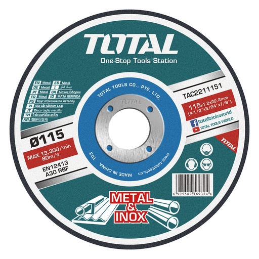 [TAC2211151] Abrasive Cutting Discs 115mm x 1.2mm TOTAL TOOLS