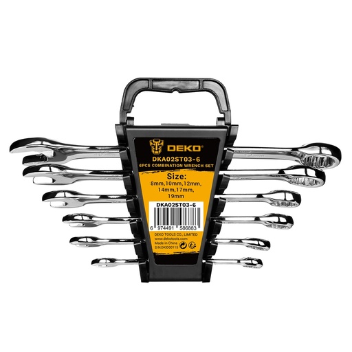 [DKA02ST03-6] 6Pcs Combination Wrench Set Hand Tools, DEKO Tools