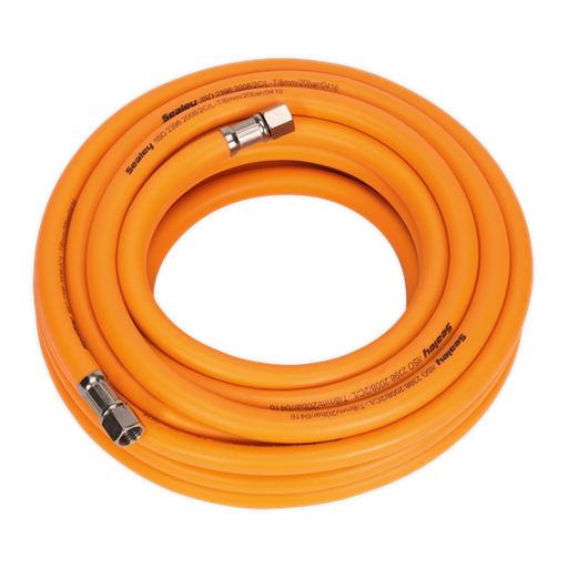 [AHHC10] Air Hose 10m x Ø8mm Hybrid High-Visibility 1/4"BSP Unions, SEALEY UK