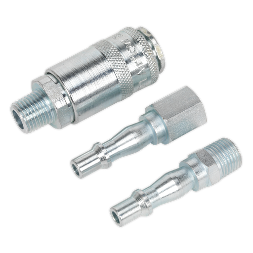 [AC60] Air Tool Coupling Kit 3pc 1/4"BSP, SEALEY UK