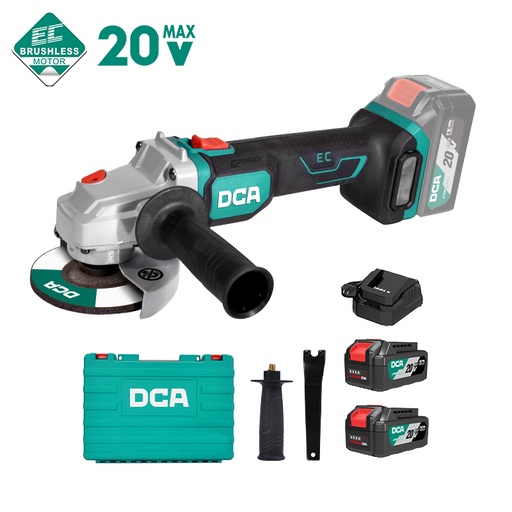 [ADSM06-115EM] DCA 20V Brushless Angle Grinder Kit With 4.0Ah*2 & Charger ADSM06-115EM